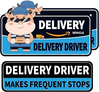 Delivery Driver Magnet for Car, Reflective Caution Frequent Stops Car Magnet, 2 Pack 11"x7" + 1 Pack 11"x3", Durable and Weather-Resistant Magnetic Signs for Vehicles (Blue-02)