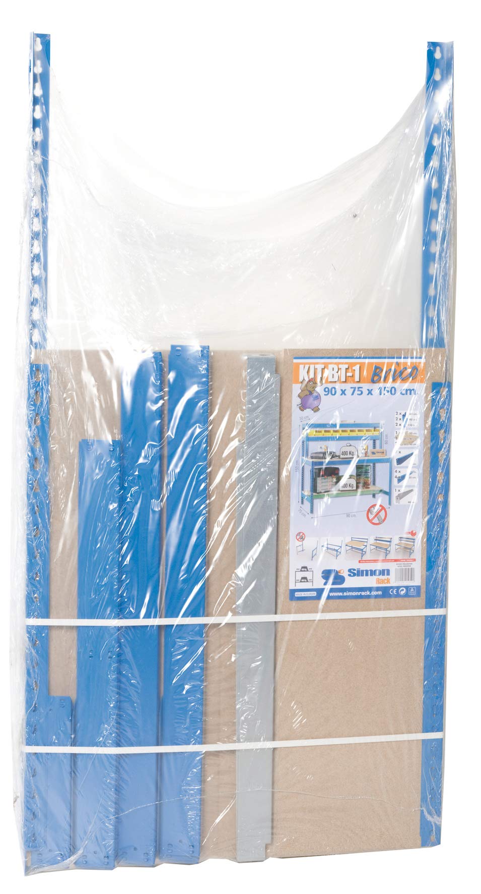 Simon Rack Banco de Trabajo con 3 repisas 910x610 mm - BT1 | Capacidad Carga 400 kg, Pintura anticorrosión, Azul , Montaje sistema clic
