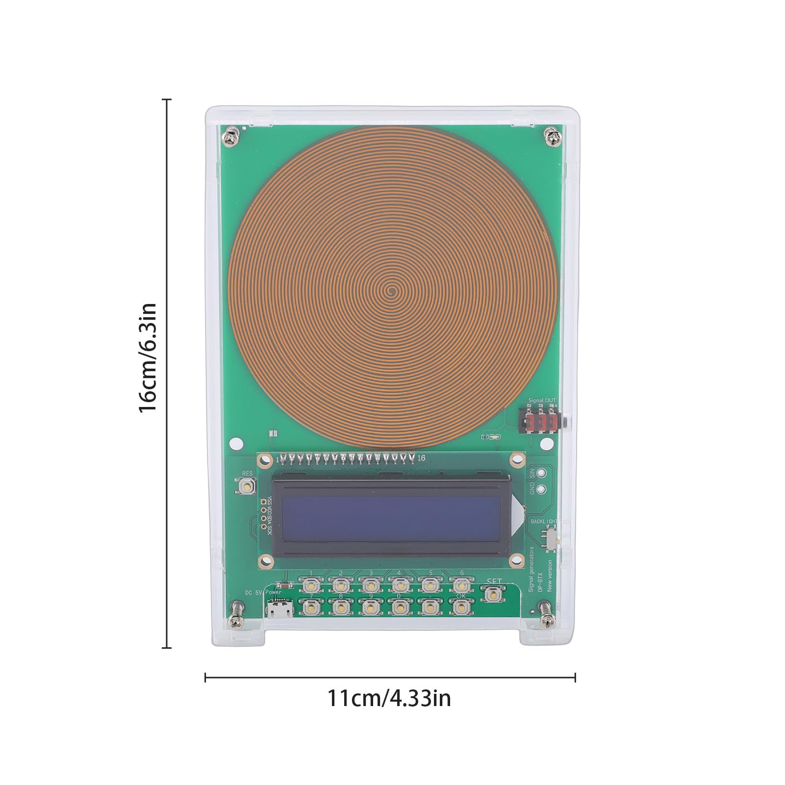 Generatore di risonanza Schumanns regolabile 0,1 Hz-30000 Hz, generatore di frequenza di guarigione portatile Ricarica USB Dispositivo di guarigione a onda sinusoidale per (Placcato in oro con cassa