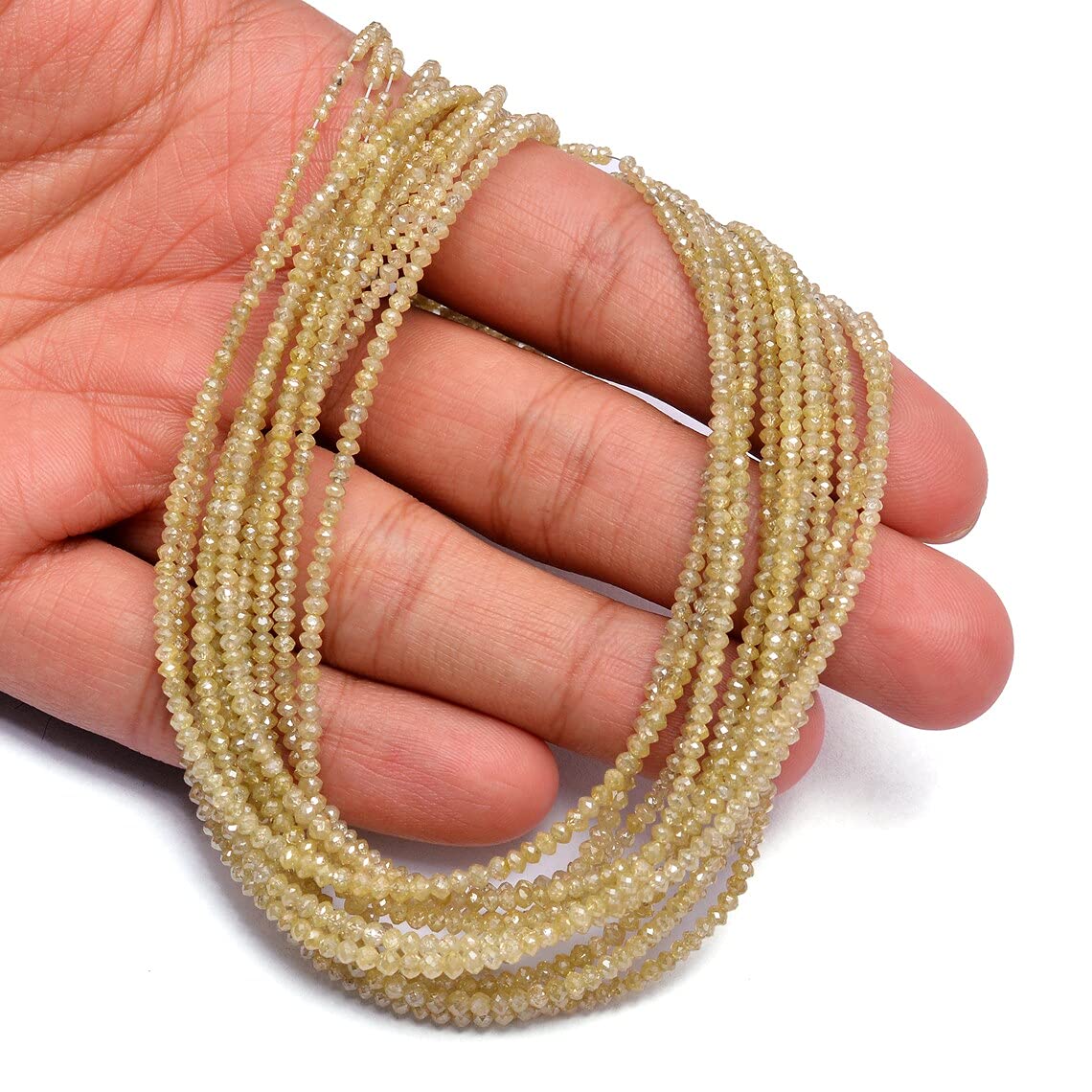 Naturalne mikro fasetowane koraliki okrągłe AAA+ z drobnym żółtym diamentem, sznurek 19 cm, rzadki żółty diament szlachetny kamień szlachetny luźne koraliki, Kamień szlachetny, Żółty diament