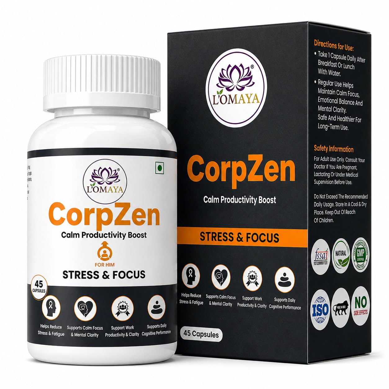 CorpZen | Calm & Clear Adoptogen Matrix For Corporate Professionals | 45 Capsules | Productivity Boost with Ashwagandha, L-Theanine, Brahmi, Multi-Herb System for Focus, Sleep, Mental Fatigue-picture-40