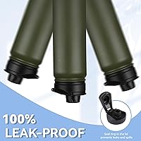 Vista 6 de HASLE OUTFITTERS Botella de agua aislada de 22 onzas, botella de agua de acero inoxidable de doble pared de boca ancha con tapa de popote y tapa