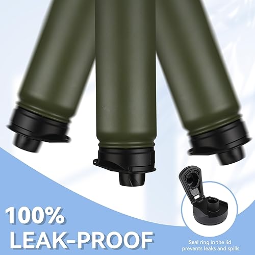 Miniatura 6 de HASLE OUTFITTERS Botella de agua aislada de 22 onzas, botella de agua de acero inoxidable de doble pared, de boca ancha con tapa de popote y tapa de