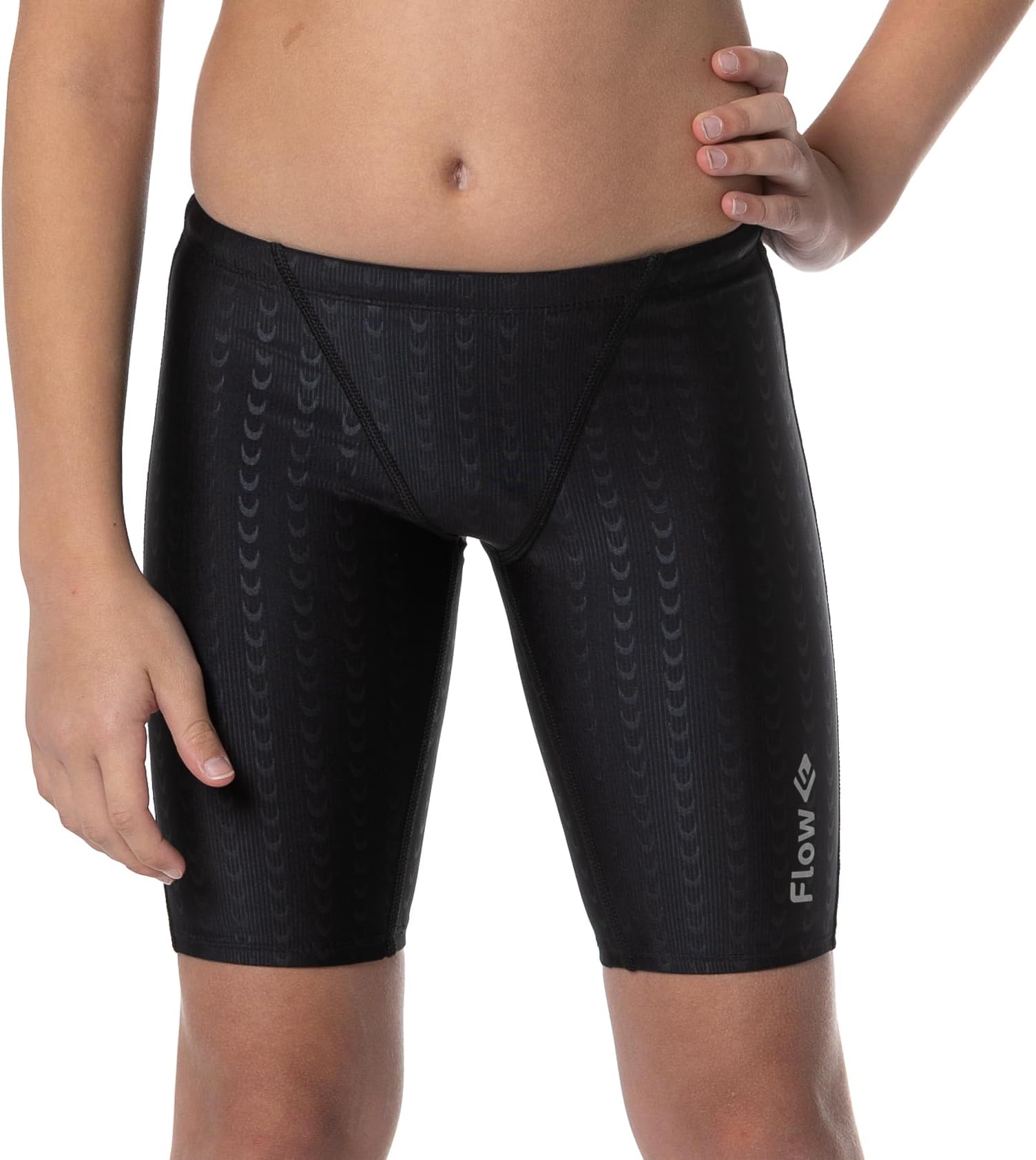 Flow Accelerate Swim Jammers for Boys - Size 21 to 32 Swimming Jammer Shorts in Black, Navy, and Blue