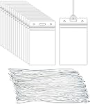 50 Pcs Clear Luggage Tags Bag Tag Holder Identification ID Card Badge Holder with 50 Pcs Clear Luggage Tag Loop Straps for Business Travel and Office Supplies