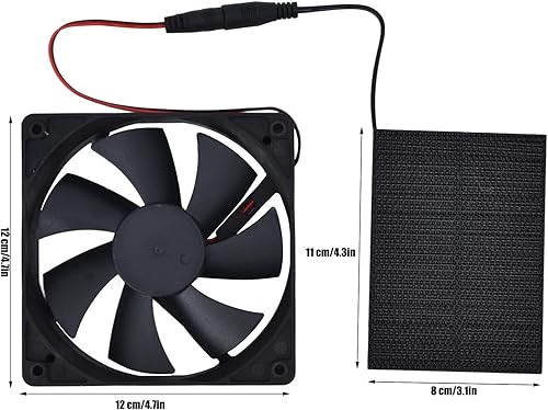 Miniatura 3 de Fafeicy Kit de ventilador de panel solar, 5 V, 3 W, 2 A, ventilador de escape alimentado por energía solar, tasa de conversión del 23-24%, sin