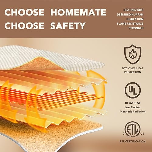 Vista 99 de Homemate Manta térmica eléctrica de 50 x 60 pulgadas, manta térmica de 1/2/4/6/8 horas de apagado automático, 10 niveles de calor, protección contra