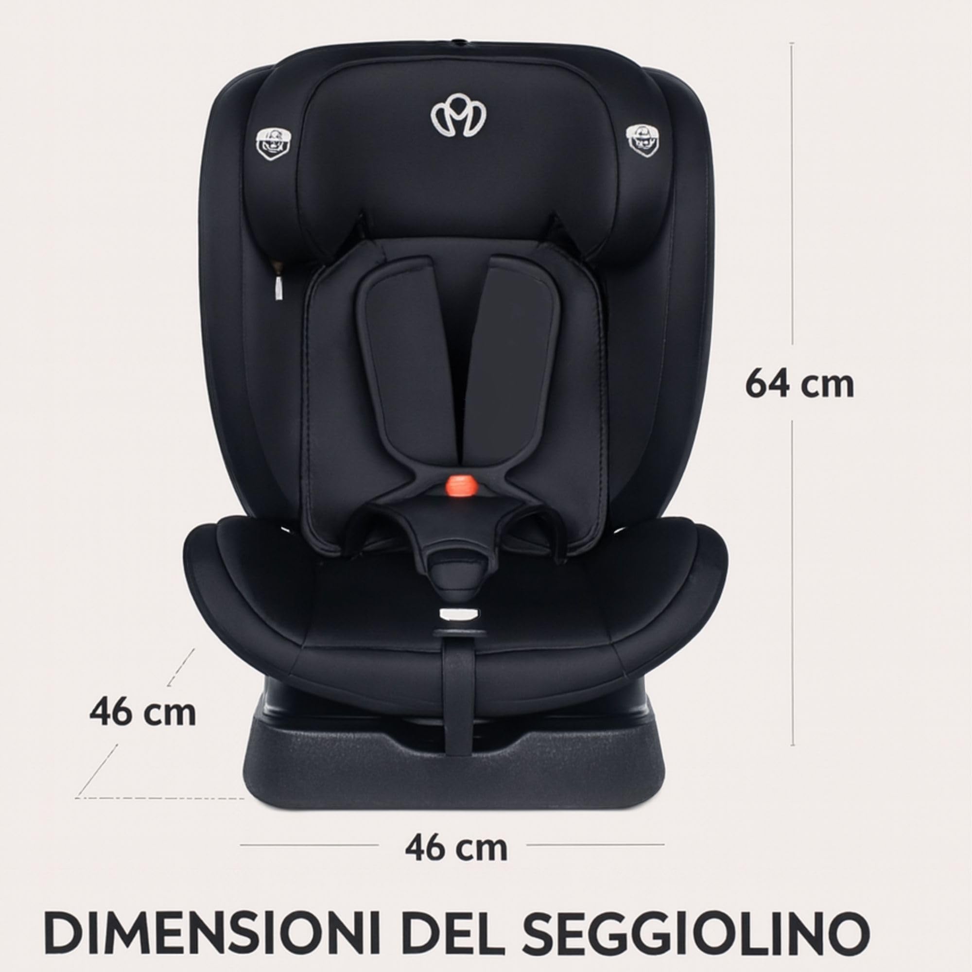 MEIN Seggiolino Auto Senza Isofix 0‑36 kg Universale – Montaggio con Cintura, Gruppo 0‑1‑2‑3, Reclinabile e Sicuro per Neonati e Bambini
