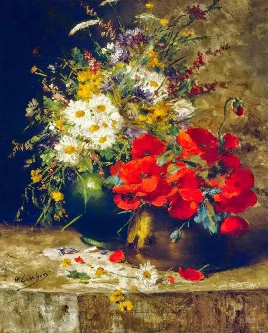 Henypt Cross Stitch Kits Flowers in a vase DIY Arts Aand Craft Kit for Adults Beginners with Accessories Home & Leisure/Gifts 14CT 60x80cm