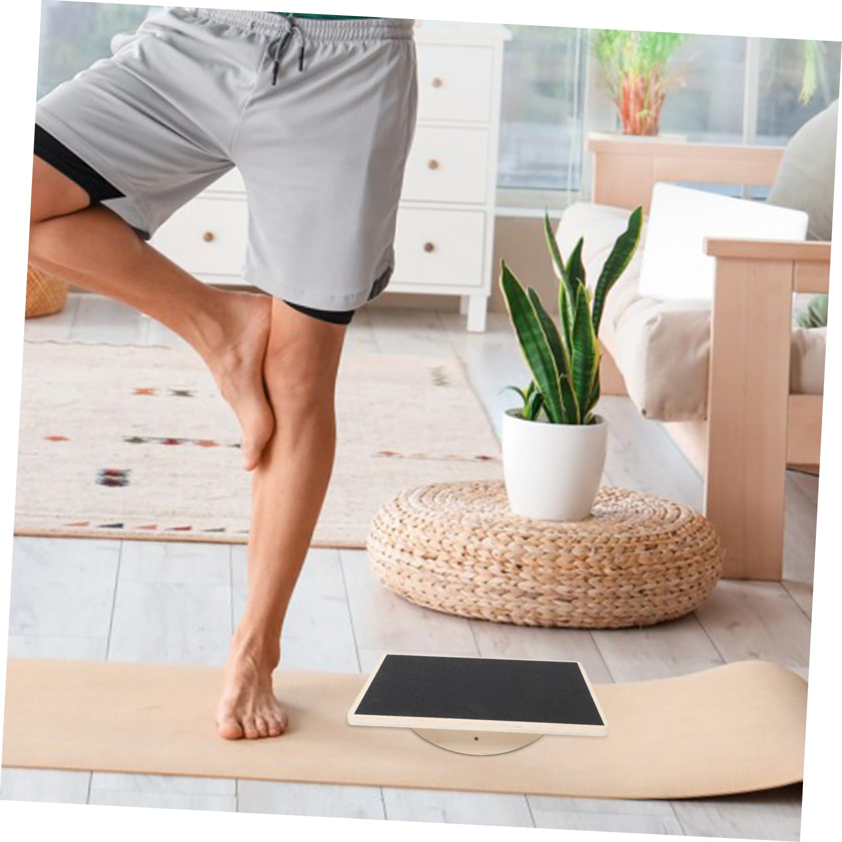 Pedana Equilibrio Yoga in Legno Rettangolare Antiscivolo | Allenamento Coordinazione, Uso Home Gym per Adulti, Attrezzatura Fitness per Esercizi e Training