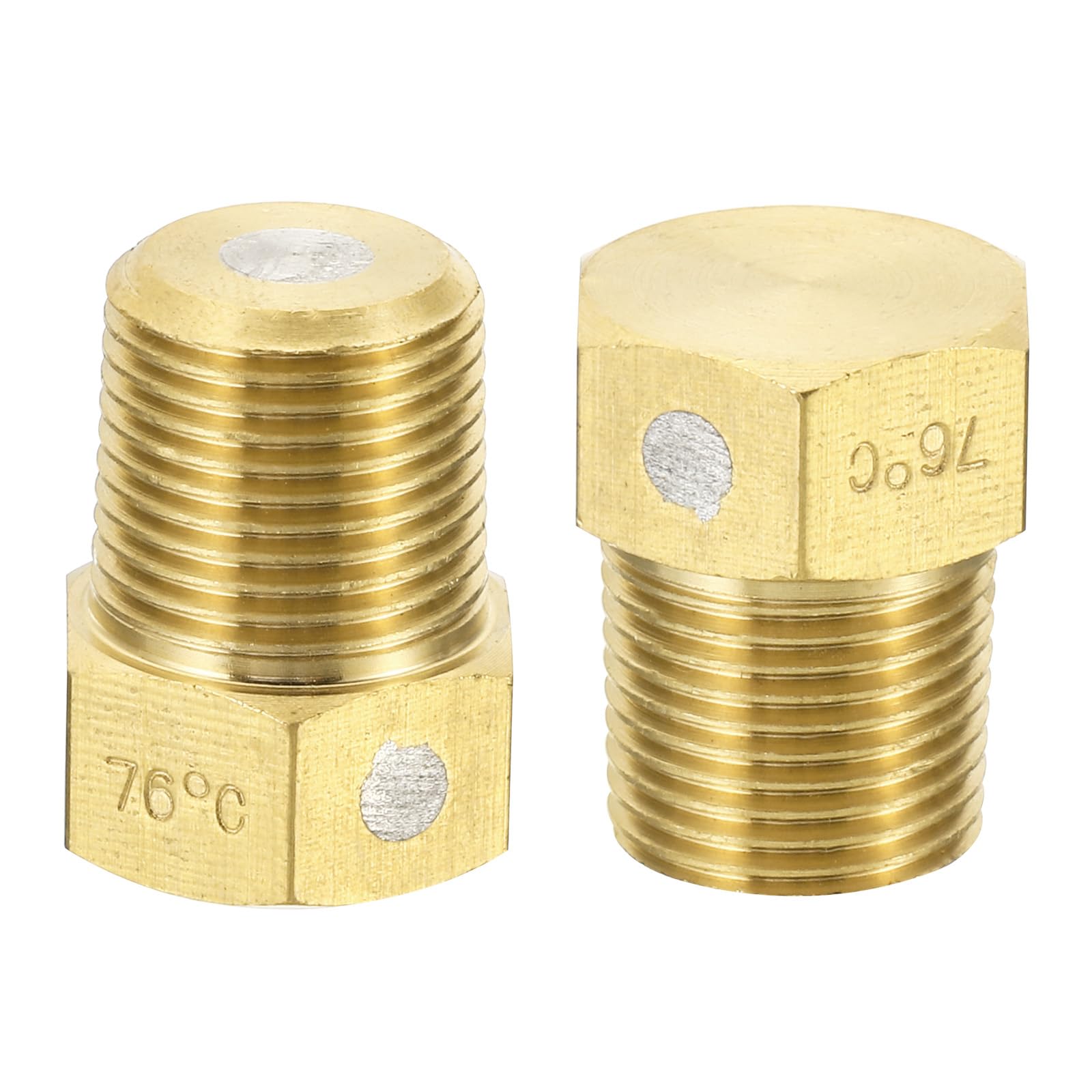 PATIKIL 3/8" BSPT Brass Fuse Plug, Brass Fusible Melt Plug 76 Celsius Degree for HVAC Refrigeration System Style 1, Brass Tone - Image 3