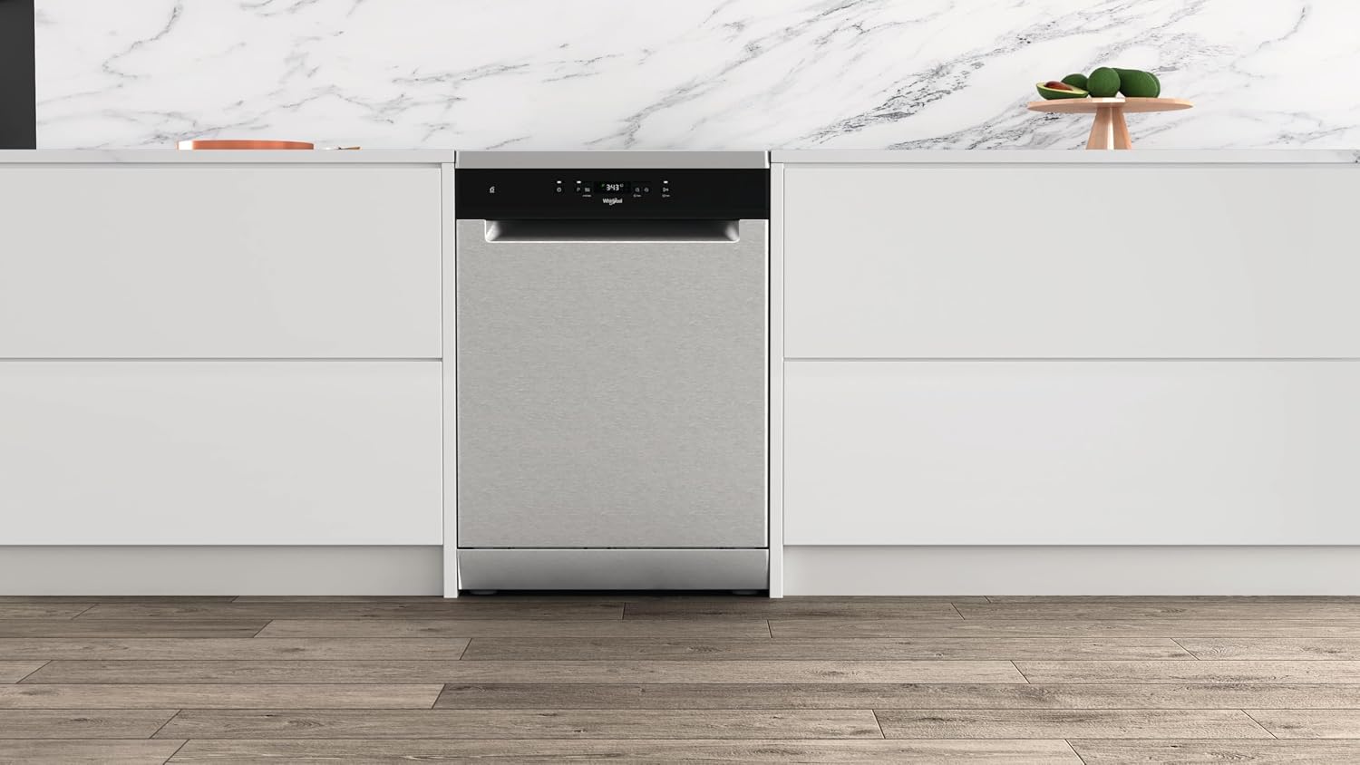 Whirlpool WH4FFA14BN6X Dishwasher installed in a kitchen