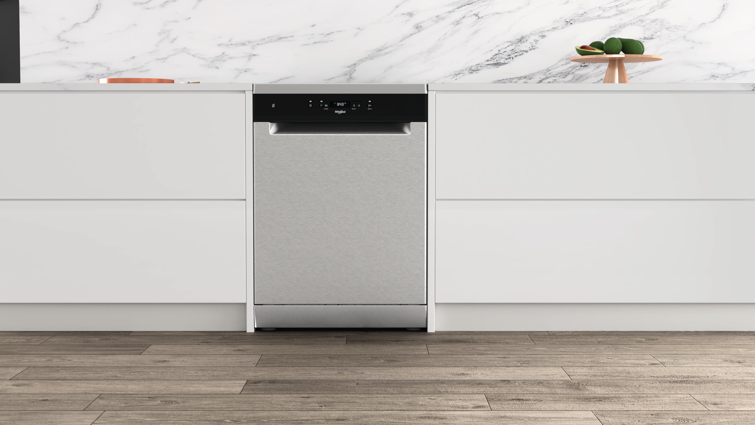 Whirlpool WH4FFA14BN6X - zmywarka wolnostojąca, 14 koców, klasa A, 6. zmysł, wielostrefowy, trzeci kosz, NaturalDry