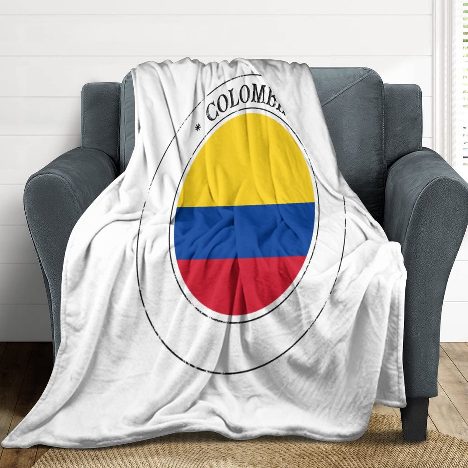 Couverture de lit en flanelle douce et chaude motif Colombie peluche
