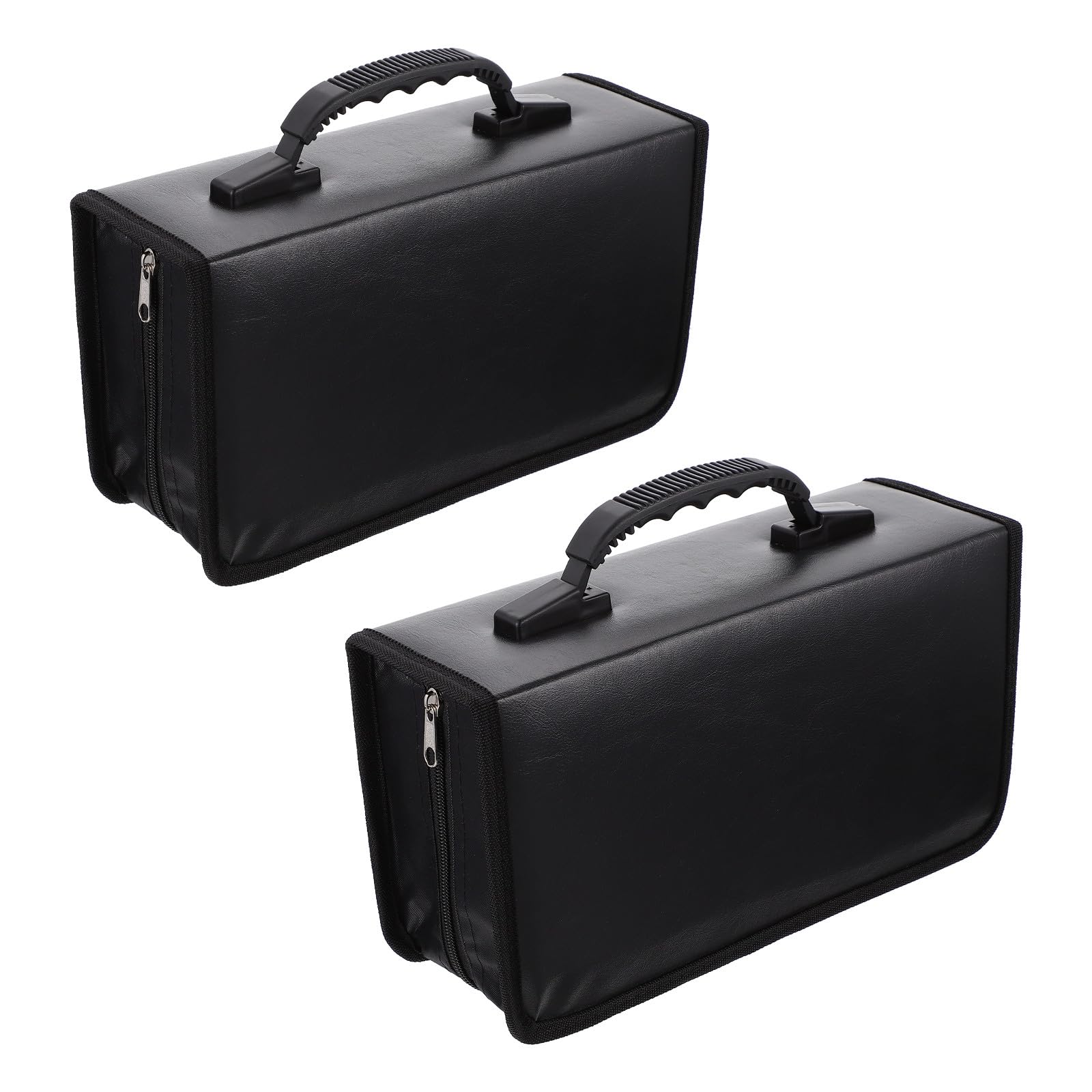 IMIKEYA Custodia per CD da 128 unità, borsa organizer portatile in similpelle nera, chiusura lampo, per viaggi, auto e archiviazione domestica