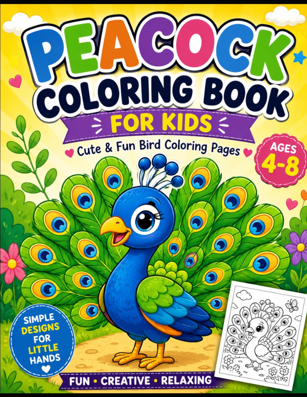 Peacock Coloring Book for Kids: Easy and Fun Peacock Coloring Pages for Boys & Girls