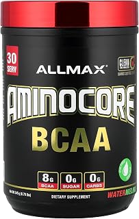 ALLMAX Nutrition AMINOCORE BCAA – 8G BCAAs – 100% Pure Branch Chained Amino Acids – Gluten Free - Watermelon - 315 Gram