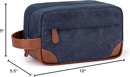 Miniatura 8 de Vorspack Neceser de viaje  Neceser colgante para hombre, resistente al agua, bolsa de afeitar de lona para viajes, Azul marino, M