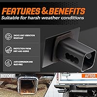 Vista 5 de METOWARE Cubiertas de enganche de remolque, cubierta de enganche de metal pesado con bandera estadounidense para receptores de 2 pulgadas, cubiertas