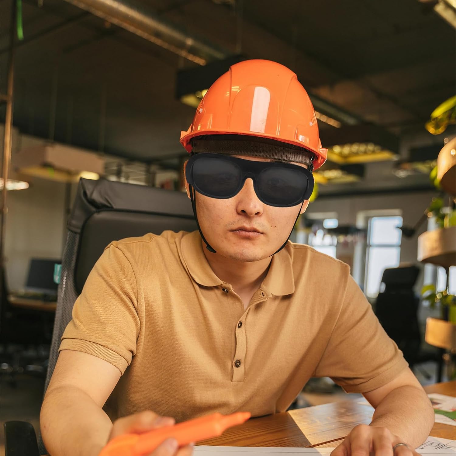 Cabilock 6pcs Welding Goggles Set for Men Protective Safety Glasses with Anti-impact Shade Black Lens Welding Eyewear Suitable for Arc Random Color