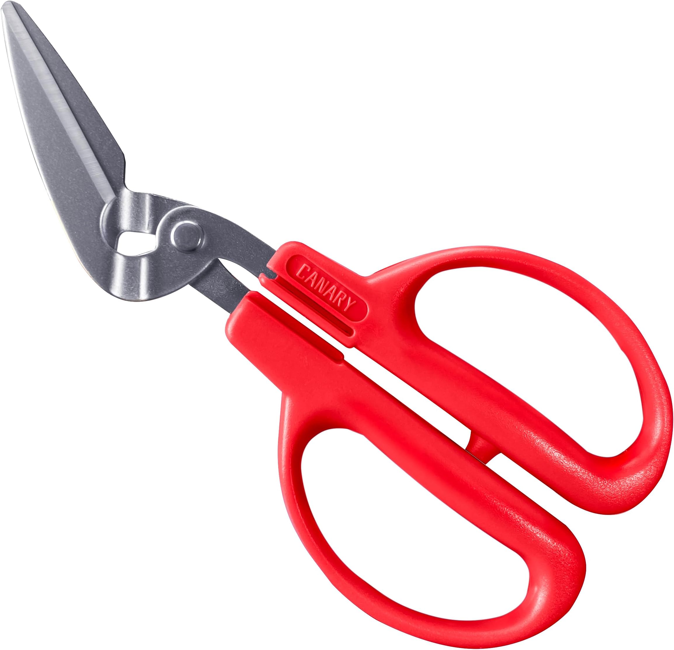 CANARY Crab Scissors Heavy Duty 6.7", Made in JAPAN, Seafood Scissors for Cutting Crab Legs, Lobster, Shell, Sharp Serrated Japanese Stainless Steel Blade, Red