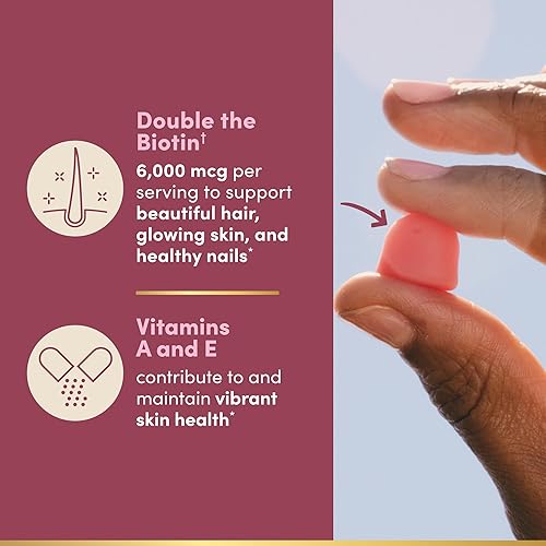 Miniatura 4 de Natures Bounty Soluciones óptimas Gomitas de pectina avanzadas para cabello, piel y uñas, 2x biotina por porción, gomitas sin pegajosidad, fórmula