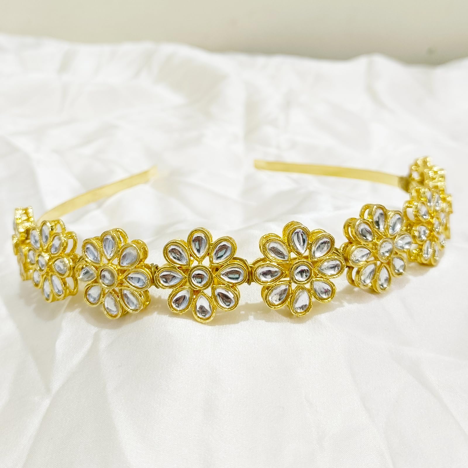 UrbanLuk Kundan With Ad Work Ethnic Gold Plated Hair Band/Hair Accessory For Womens/Ladies/Girls (White) (B0CK464JKP) Amazon Price History, Amazon Price Tracker