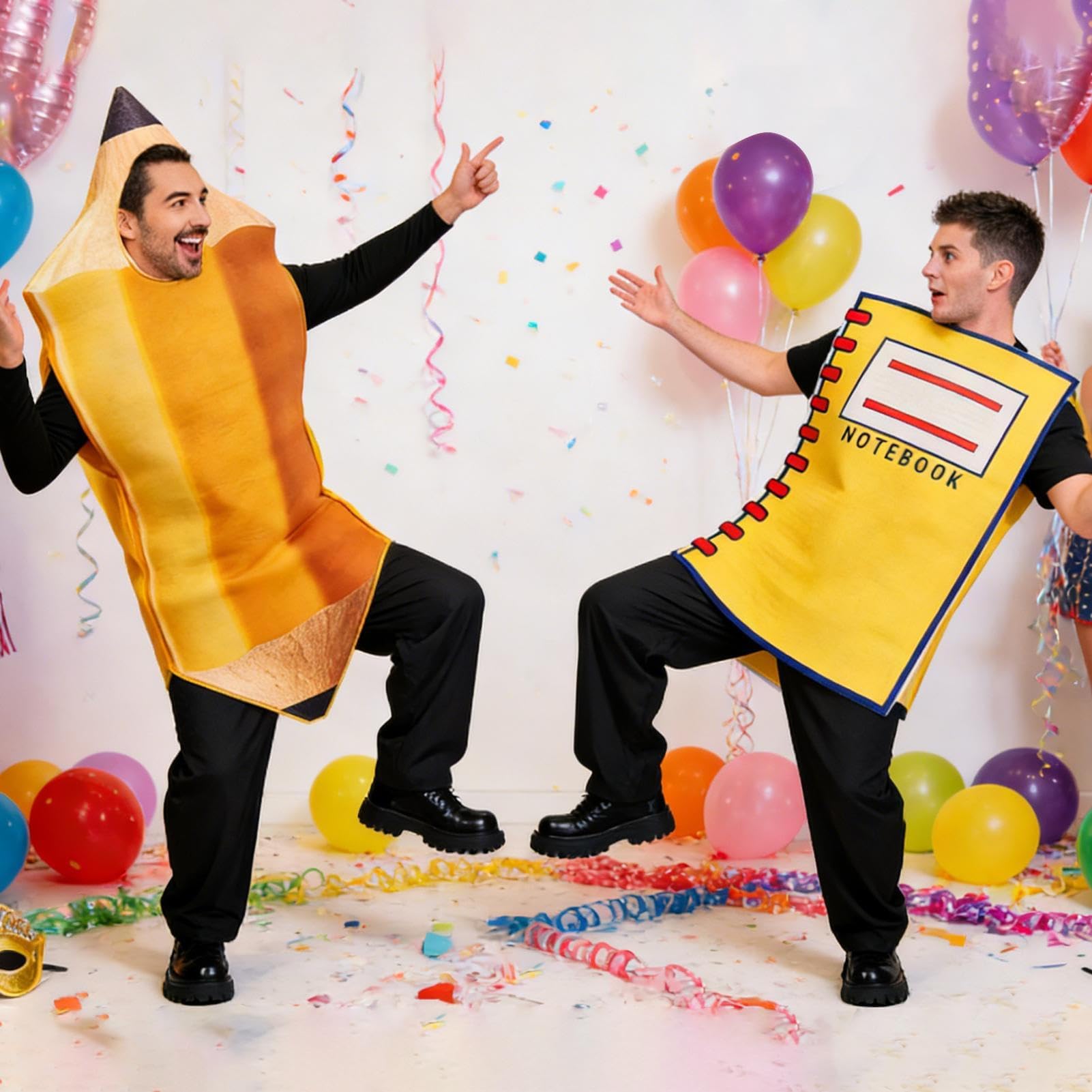 Confezione da 2 divertenti costumi da coppia per adulti: matita e quaderno, taglia unica, per carnevale, feste a tema, addio al celibato, cosplay