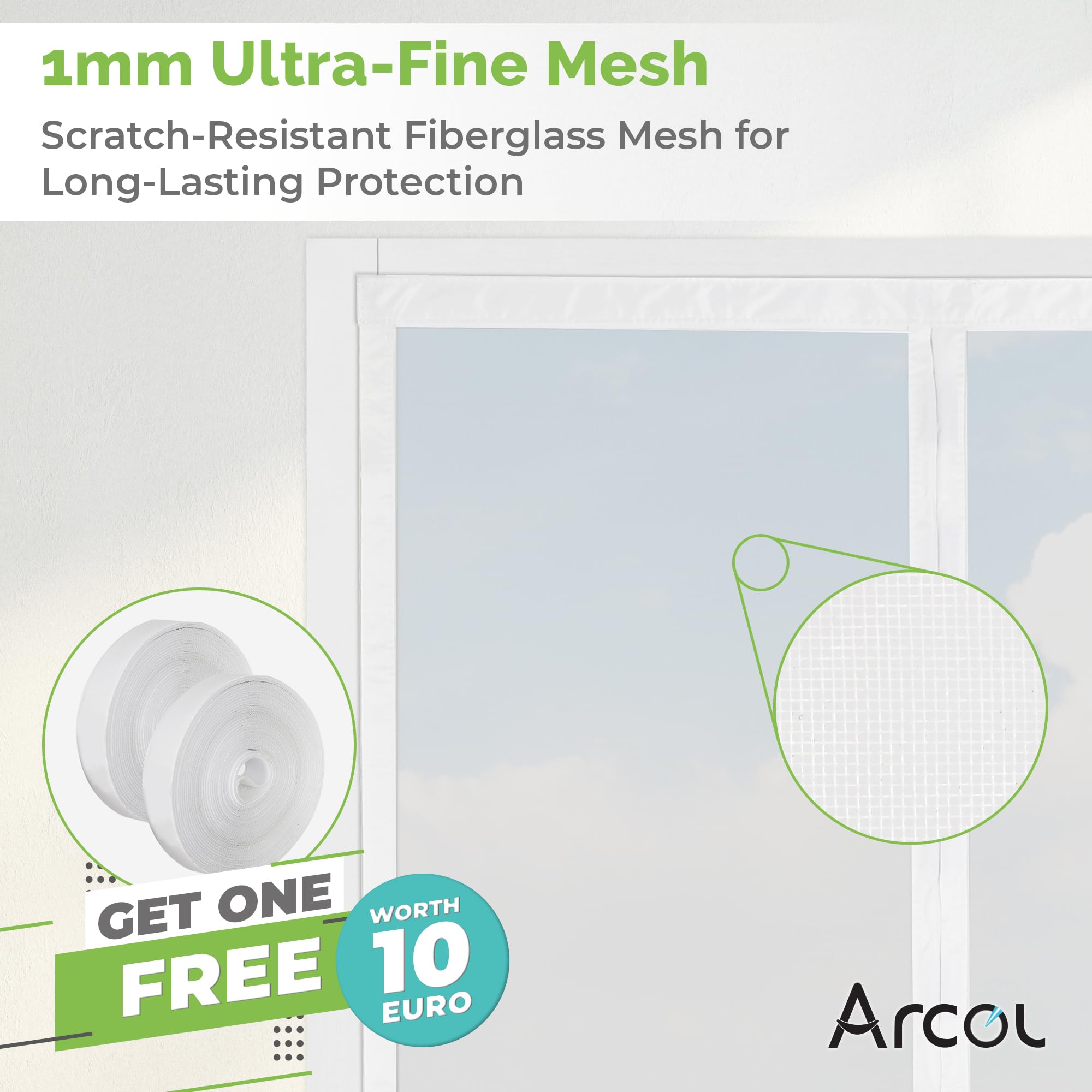 ARCOL Magnetic Fly Screen for Windows 90 x 150 cm, Fibre, Stop Mosquitoes in 3 Minutes, Ultra Fine Insect Net - Image 3