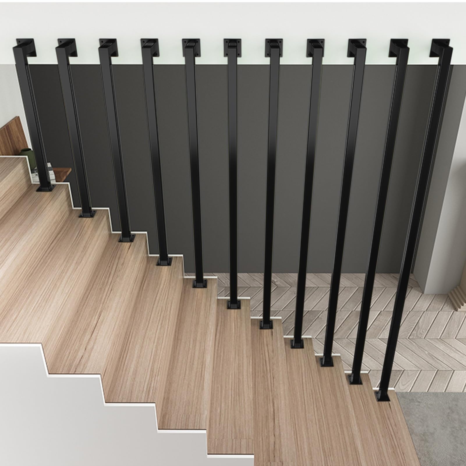 Rampe de sécurité au sol en L pour sécuriser le balcon et le porche de la maison
