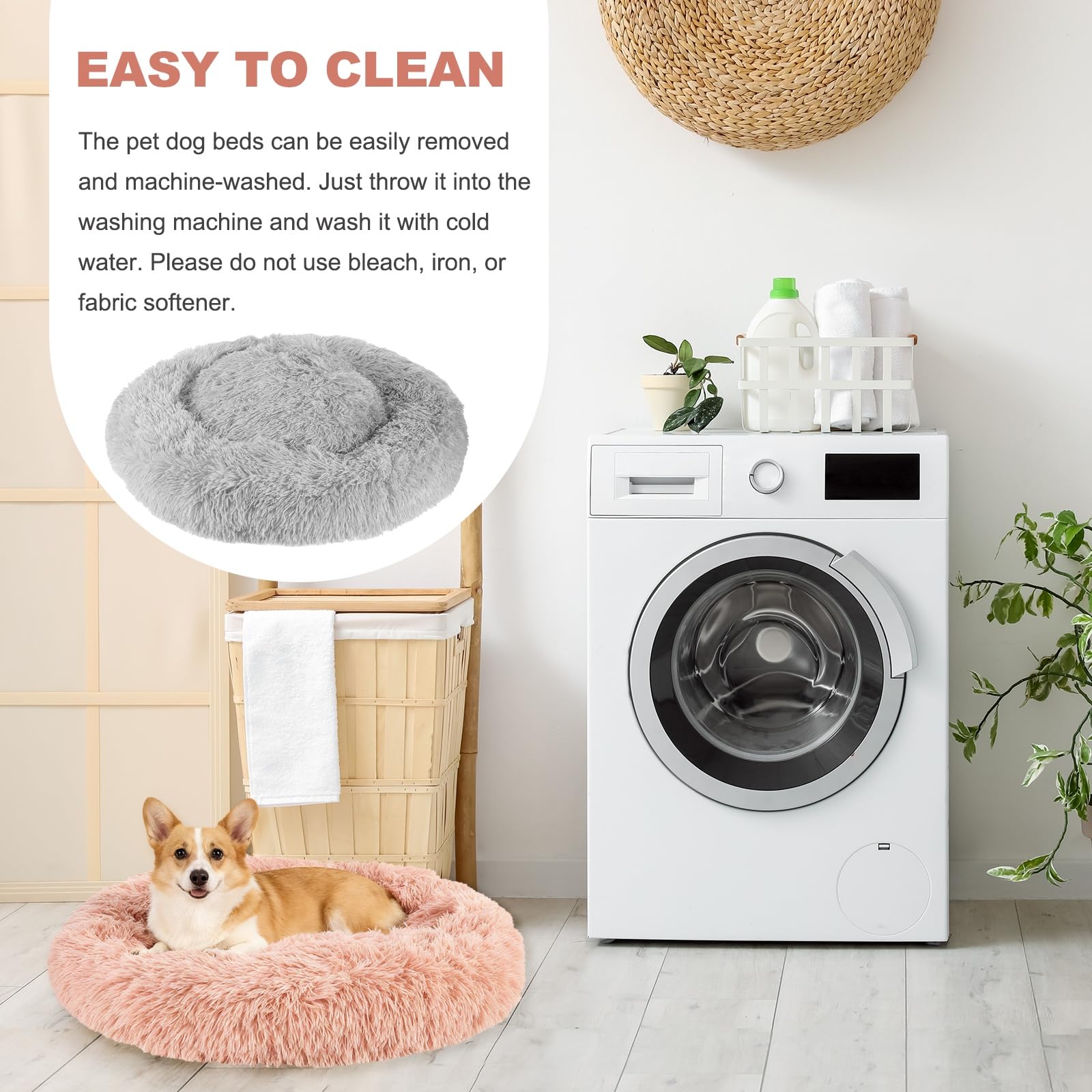 QUARKZMAN Cama para Gatos Y Perros, Cama Redonda Y Suave De Peluche Donut Antiansiedad para Mascotas 80cm / 31.3 Pulgadas, (Gris), Diseñada para Animales Pequeños Y Medianos Perros/Gatos