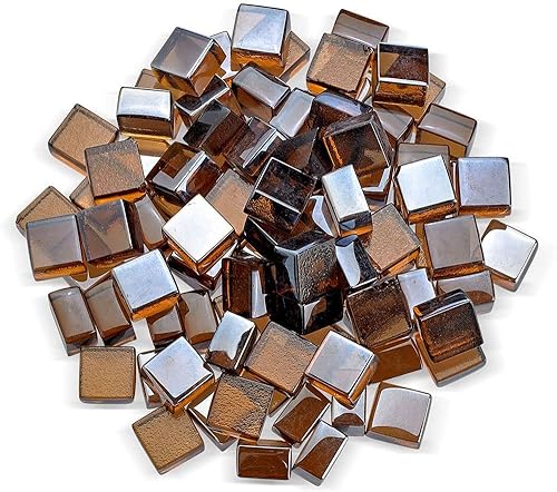 American Fire Products  Cubos de vidrio de fuego de cobre brillante de 12 pulgada  bolsa de 10 libras  Vidrio templado reflectante para fogatas de