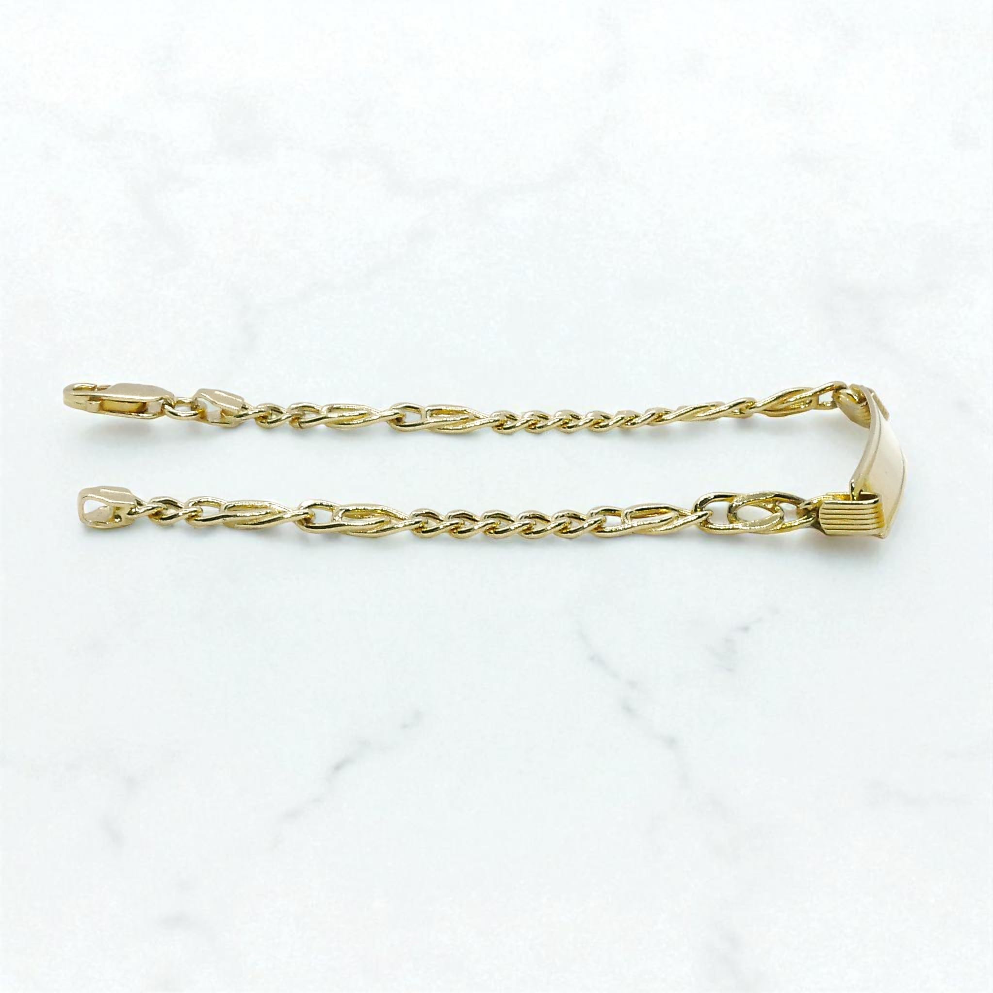 Never Say Never Braccialetto per comunione in oro giallo 18 carati, per bambino, con targhetta personalizzabile – 18,5 cm – 4,0 mm – 6,25 g