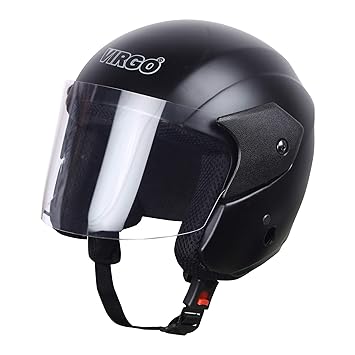 Virgo PPCP/ABS Shell Matt Finish Visor Helmet (Black, Clear).
