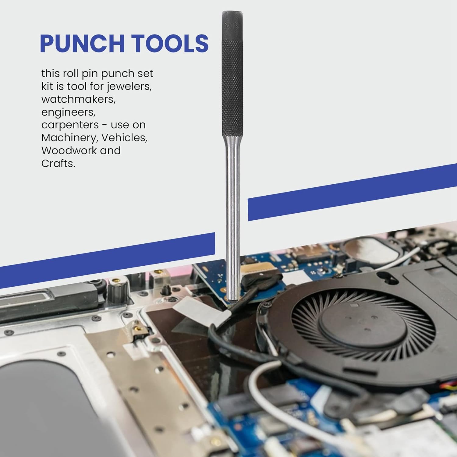 Roll Pin Punch Set with Storage Pouch,Smithing Punch Removing Repair Tools,with Bench Block Pin Punches and Hammer