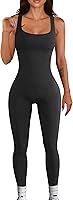 YIOIOIO Women's Seamless Ribbed Bodycon Jumpsuit - Yoga Workout One Piece Tank Romper Leggings