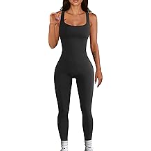 Women Workout Seamless Jumpsuit Yoga Ribbed Bodycon One Piece Tank Top Leggings Romper