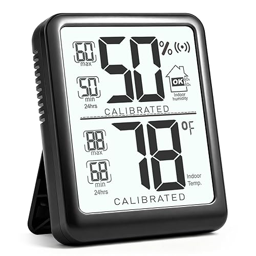 Antonki Room Thermometer, Digital Small Hygrometer Indoor Thermometer Humidity Gauge, Temperature Humidity Meter with Max/Min Record Monitor Sensor