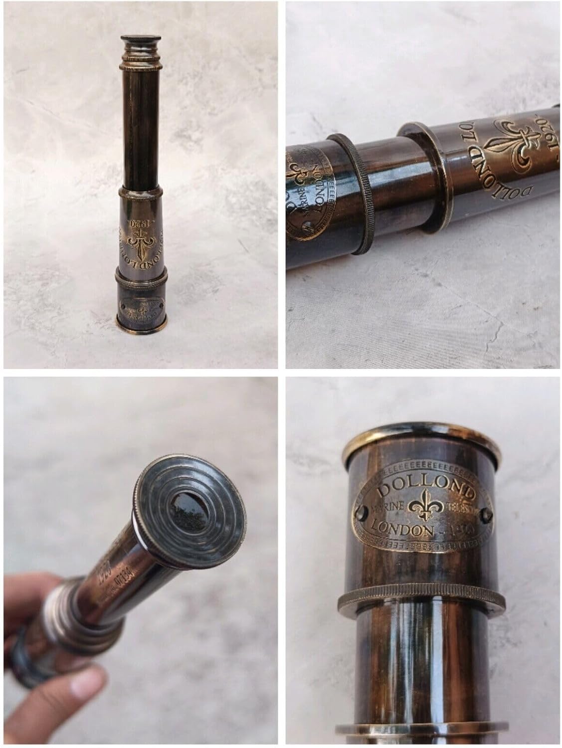 16 inch Antique Telescope 1920 London Brass Maritime 15x Vintage Pirate Spyglass...