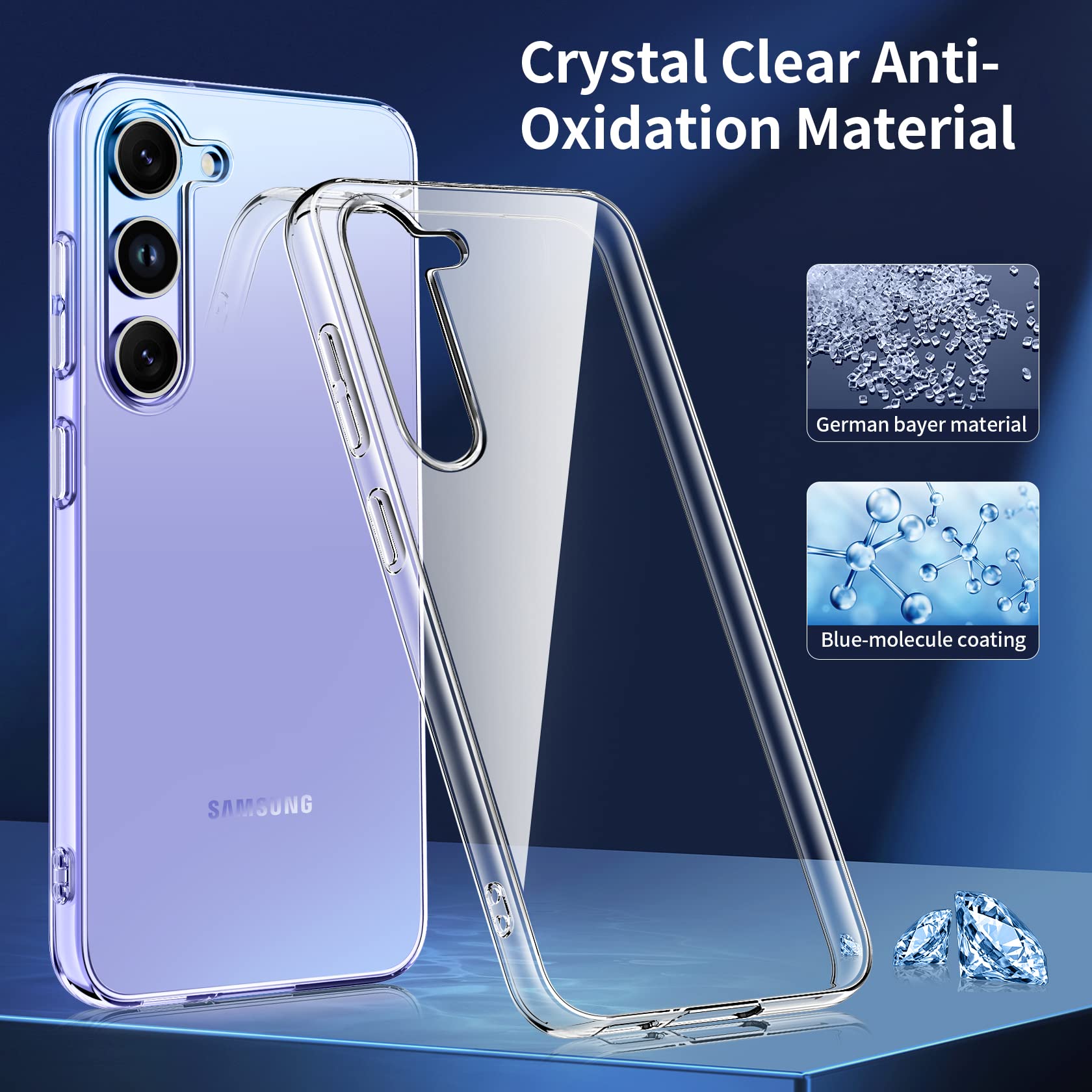 FLLAO Cover Compatibile con Samsung Galaxy A34 5G con 3 Pellicola Vetro Temperato, Custodia Trasparente Ultra Sottile Silicone TPU Morbido Case Protettivo Trasparente