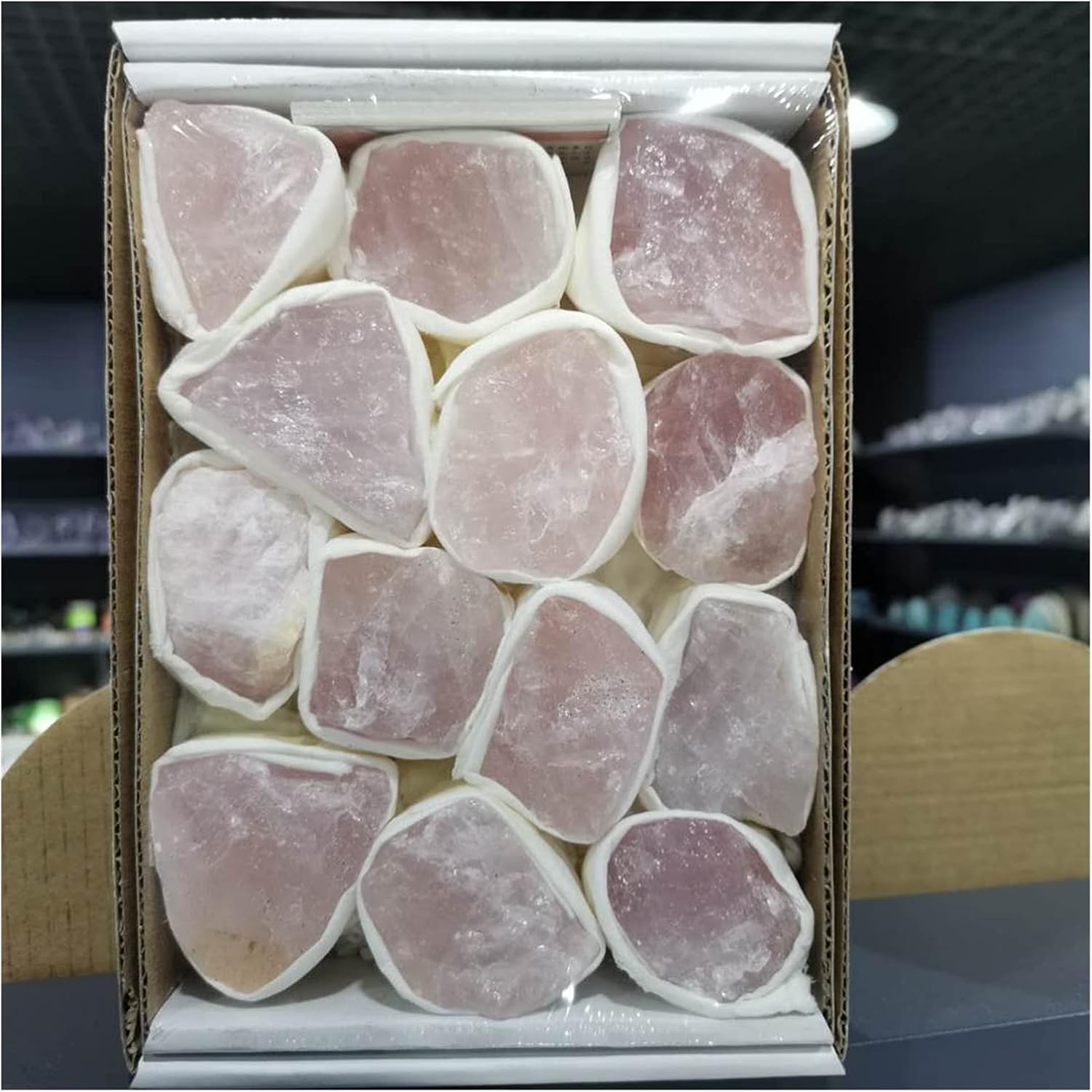 FIDEMM Natural Crystal Rough Natural Rough Rose Quartz Crystal Stones Irregular Shape Pink Stones Specimen