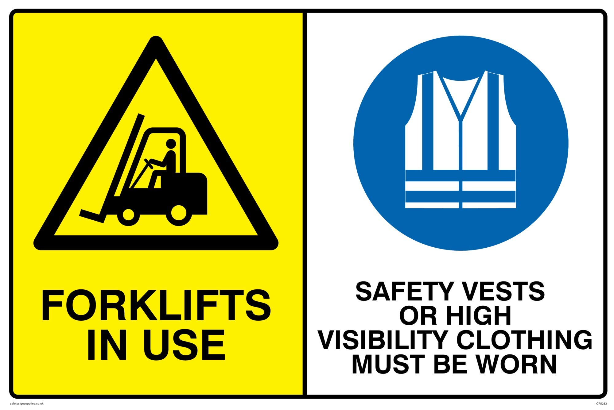 Buy Viking Signs CP5283A4LV "Forklifts In Use, Safety Vests Or High