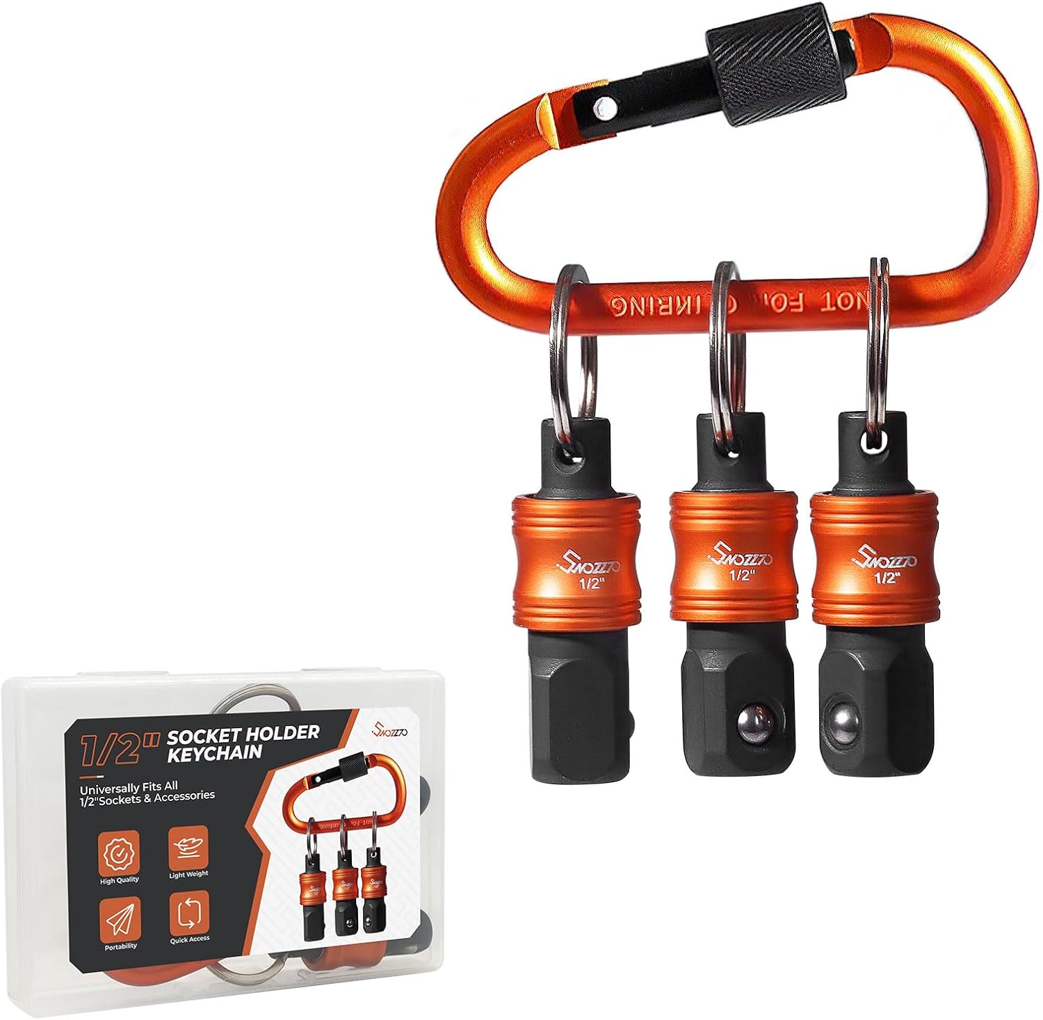 1/4" Socket Holder Keychain 5PCS Set,Heavy-Duty Toolbox,Drive Quick-Release Organizer with Locking Clip,Impact Wrench Accessories for Lineman,Electricians,Construction Crews & Industrial Pros