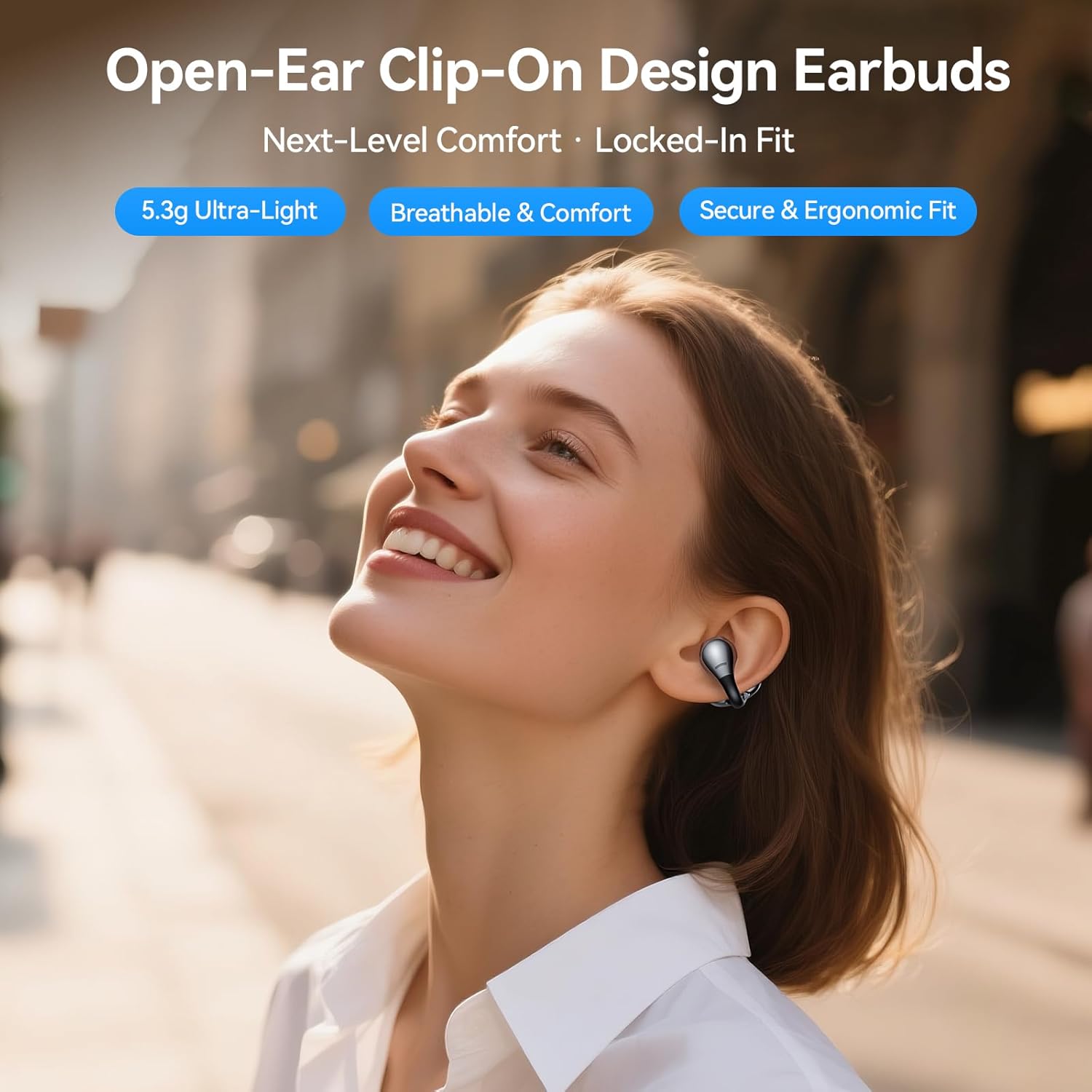 NANK Ultra Clip On Earbuds, Wireless Bluetooth 5.4 Wireless Open Ear Clip-on Headphones, Adaptive Comfort & Secure Fit, AI Noise Cancelling Calls, 24H Playtime, IPX5 Waterproof for Workdays Sports - Image 2