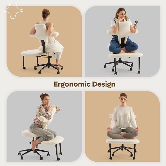 Extra Wide ADHD Cross Legged Office Chair, 360 Swivel Kneeling Meditation