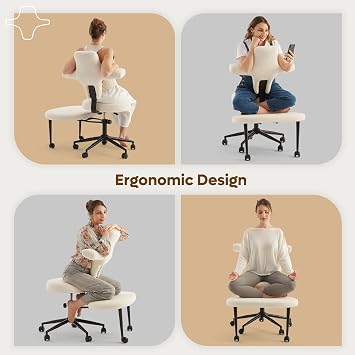 Extra Wide ADHD Cross Legged Office Chair, 360 Swivel Kneeling Meditation