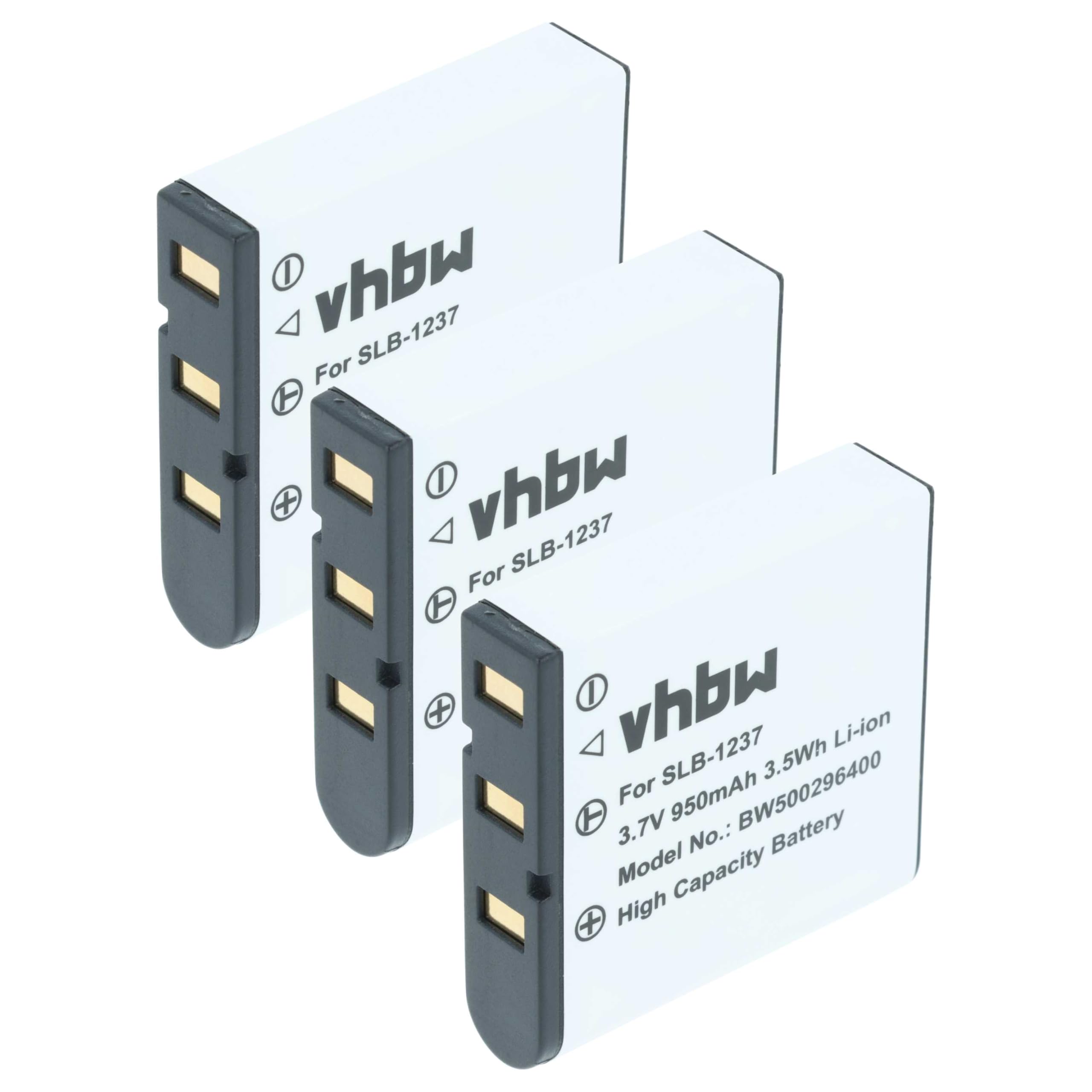 3 x zestaw baterii VHbw 950 mAh do aparatu zastępuje Samsung SLB-1237, Epson EU-94, EPALB2, B31B173003CU, B32B818242, Sigma BP-31