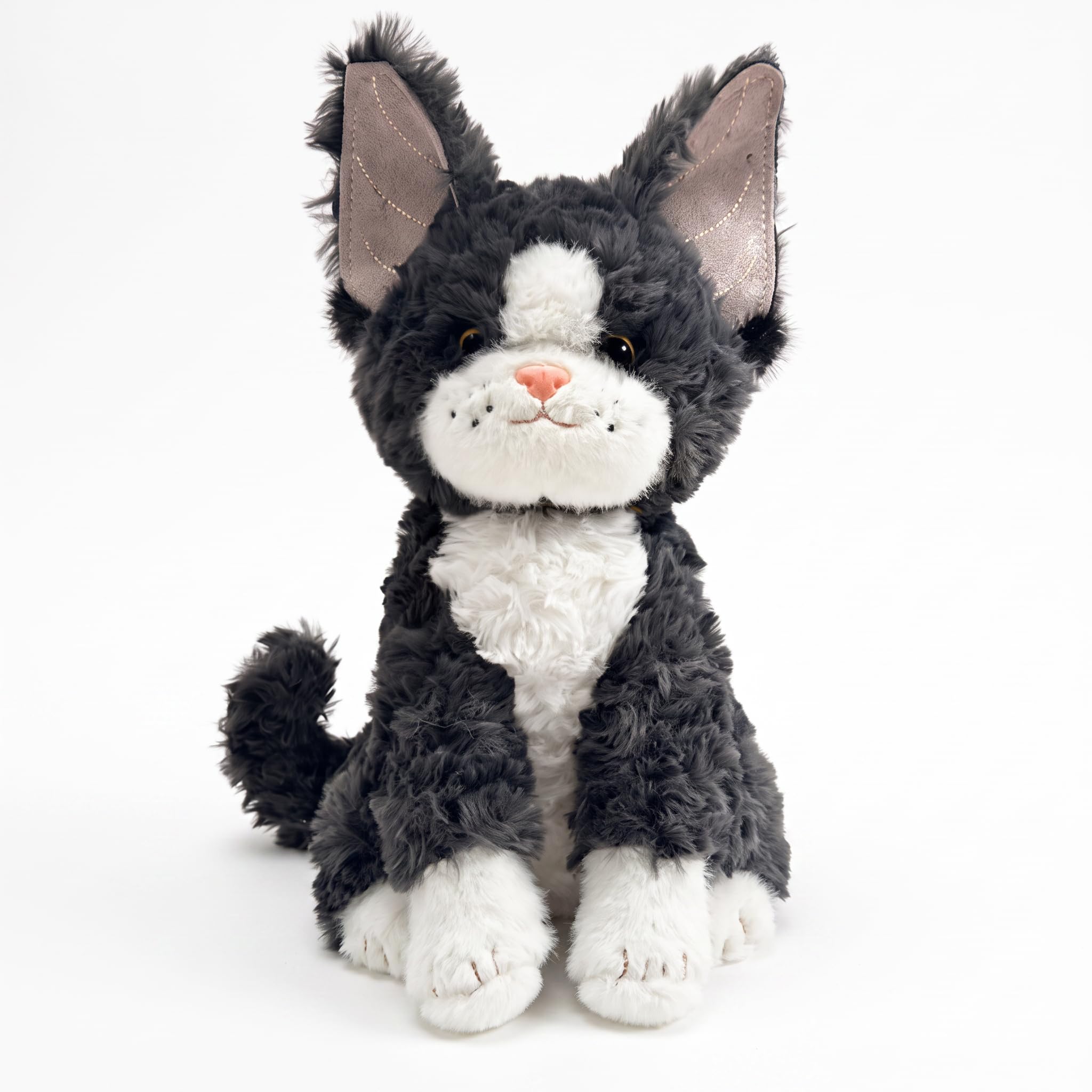 Kaelorae Cat Plush Soft Stuffed Animal Cuddly Toy Hug a Lumps Plushies Black Cat Teddy Kawaii Kitty Pillow，Grey Devon Rex A 38CM