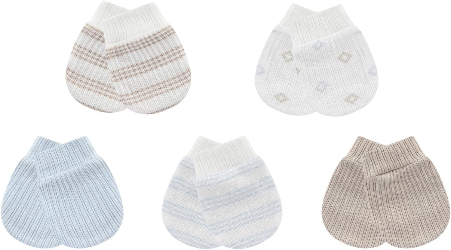 MAMIMAKA Baby Boy Girls Clothes 2-Way Zip Footed Long Sleeve 100% Cotton,Newborn Caps and Scratch Mittens Set 0-6 Months