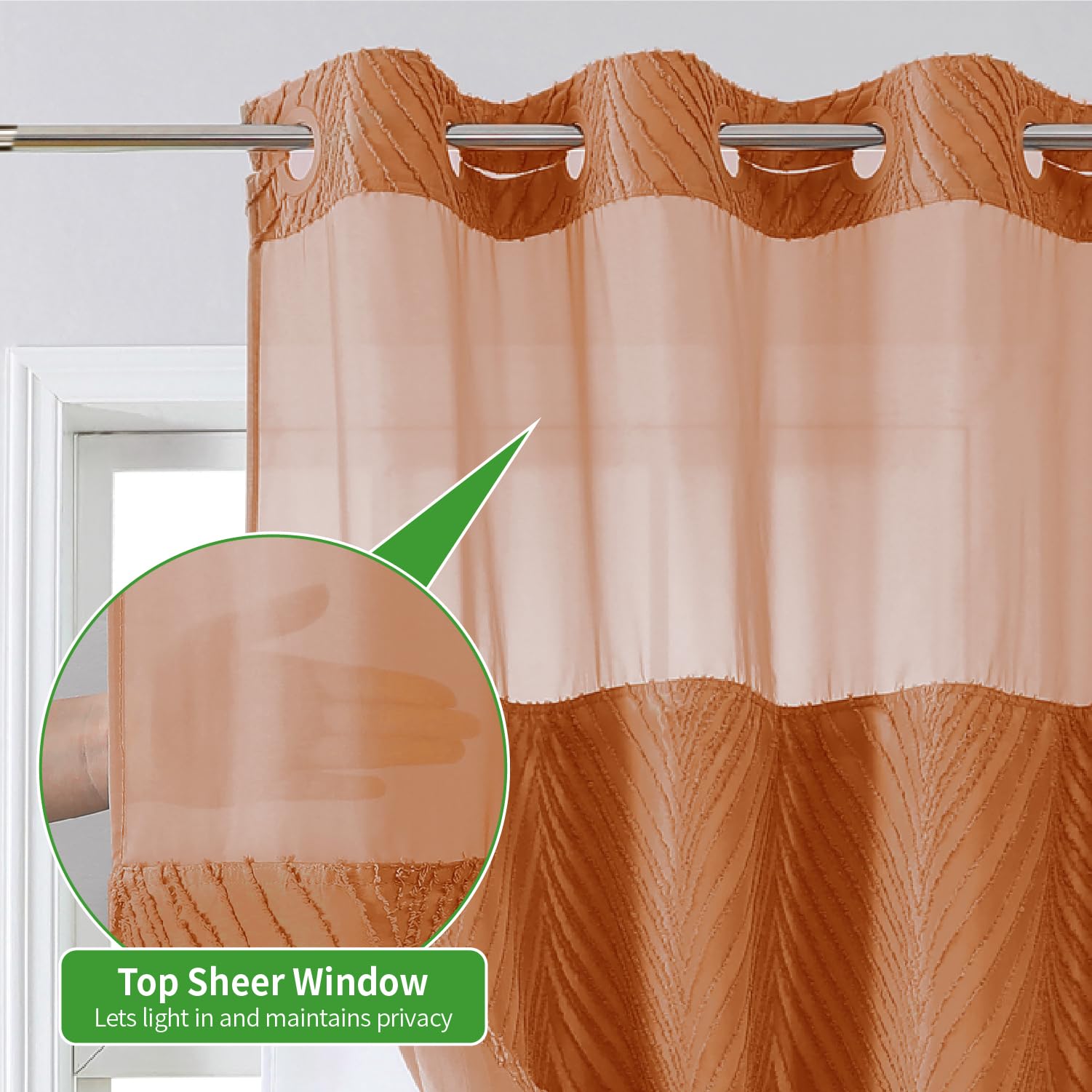 Eachope Duschvorhang Ohne Haken – Wasserdicht Mit Durchsichtigem Fenster (91x188 Cm, Frostblau)